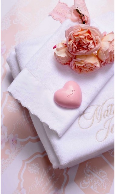 Trusou de botez somon cu alb cu broderie sand pentru fetite Elegant Monogram Peach 4